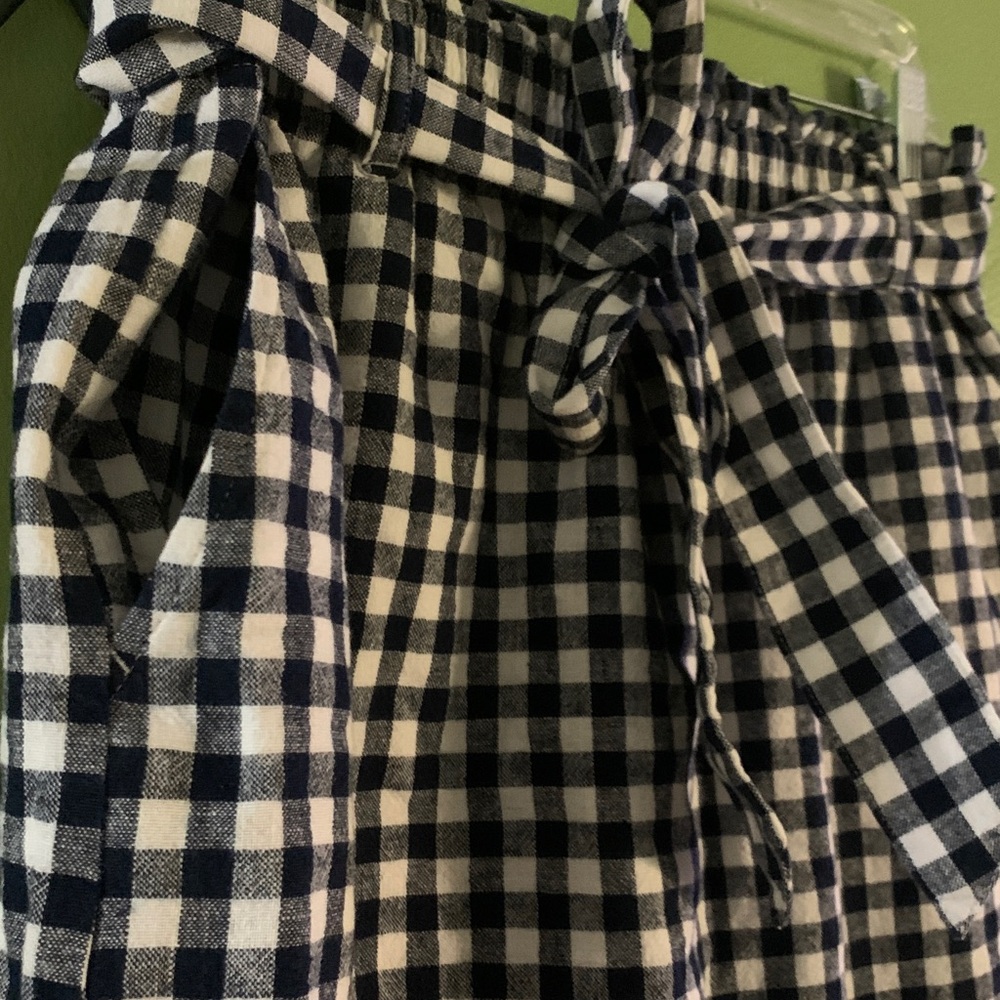 J Crew navy blue and White Checkered mini Skirt